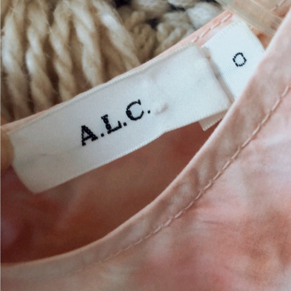 A.L.C. Jess Tie Dye Mini Dress Puff Sleeves Size 0 Pink - Picture 4 of 5